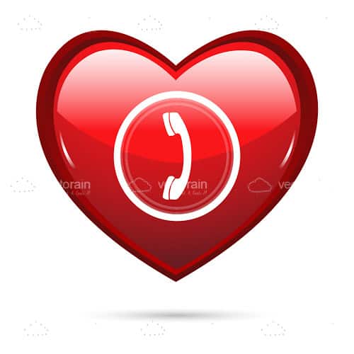Big Red Heart with White Phone Icon Big Red Heart with White Phone Icon